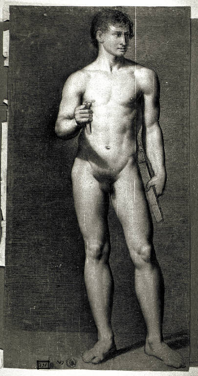 Studio di nudo maschile (disegno) - ambito neoclassico||ambito accademico (sec. XIX)