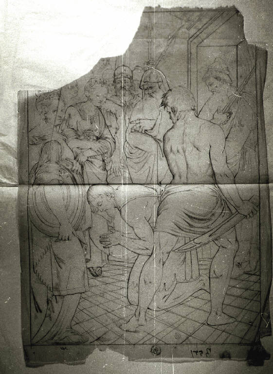 Decapitazione di San Giovanni Battista (disegno) di Maina Giacinto (maniera) (prima metà sec. XIX)
