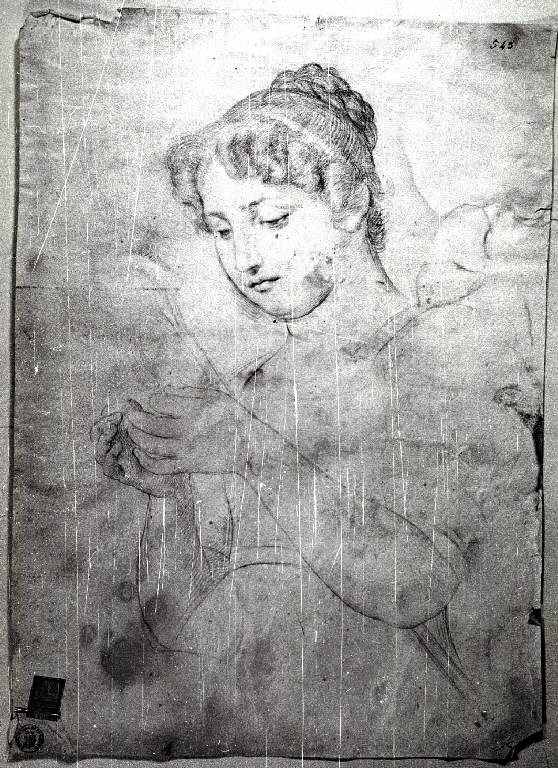 Donna che fila alla conocchia (disegno) - ambito neoclassico-preromantico (prima metà sec. XIX)