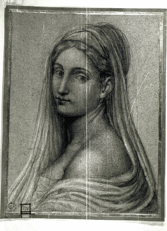 Busto di donna velata (disegno) - ambito primitivista-romantico (prima metà sec. XIX)