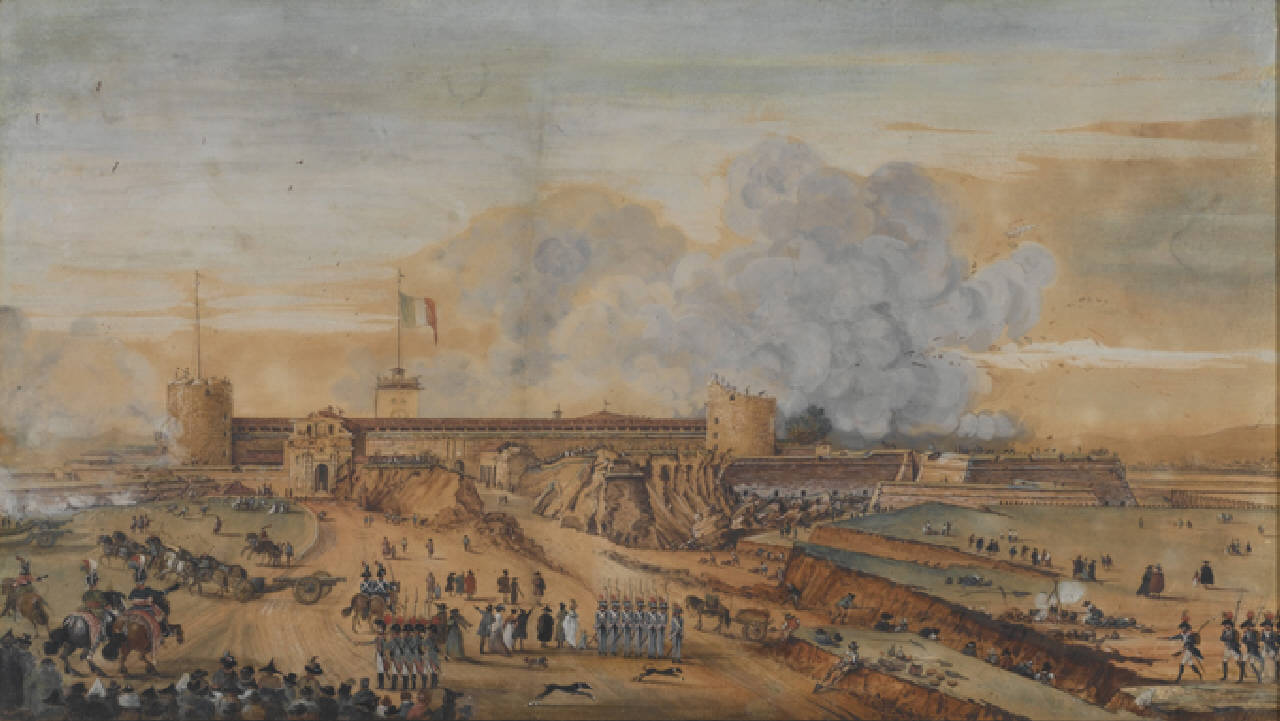 Demolizione delle fortificazioni del Castello Sforzesco, Demolizione delle fortificazioni del Castello Sforzesco nel 1801 (dipinto) di Anonimo (sec. XIX)