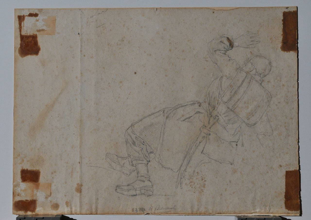 Caduta di un soldato (disegno) di Pontremoli Raffaele (sec. XIX)