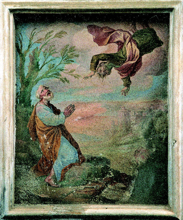 Caduta di Simon Mago (dipinto murale) - ambito lombardo (sec. XVIII)