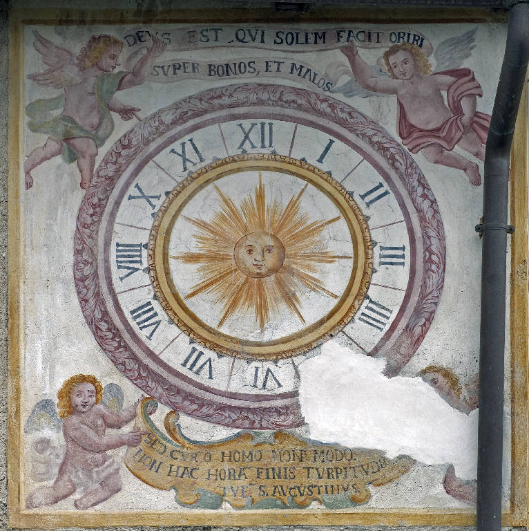 Orologio (dipinto murale) - ambito lombardo (sec. XVIII)
