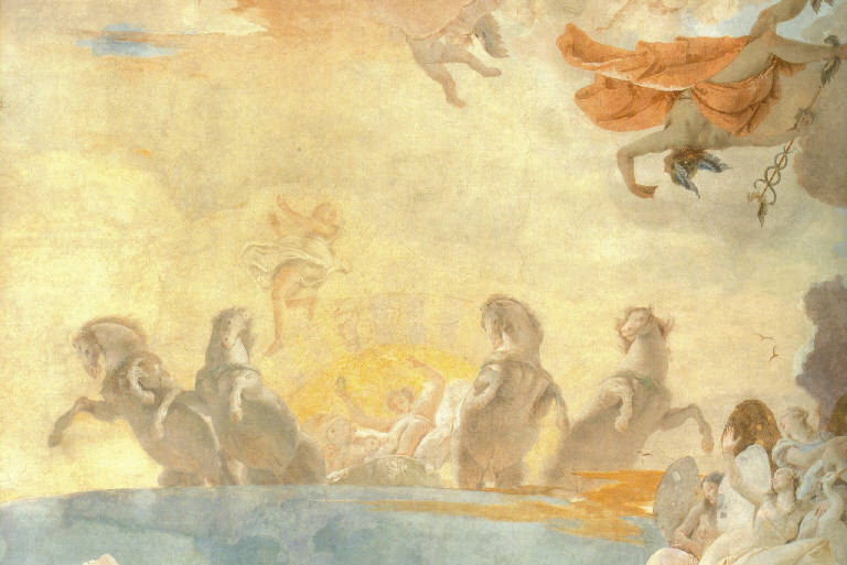 La corsa del carro del Sole, Apollo che guida il carro del sole (dipinto) di Tiepolo, Giovanni Battista (secondo quarto sec. XVIII)