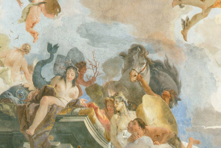 La corsa del carro del Sole, Allegoria del Mondo marino, Allegoria del Mondo fluviale (dipinto) di Tiepolo, Giovanni Battista (secondo quarto sec. XVIII)