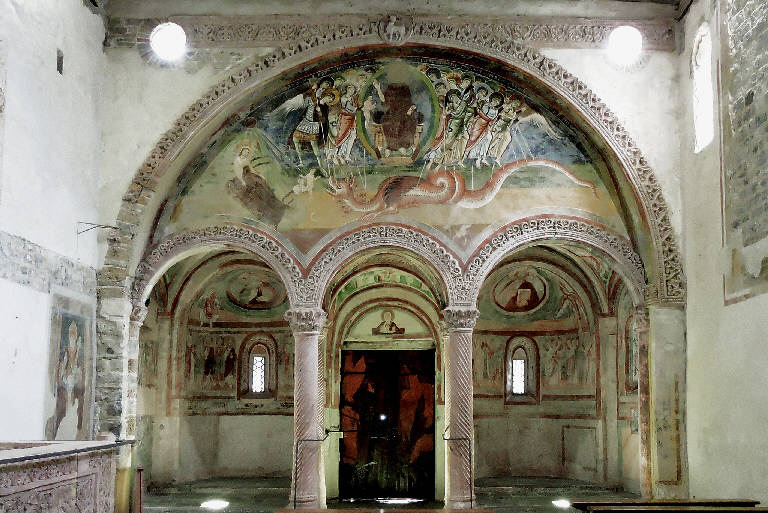 Decorazione pittorica dell'endonartece, Traditio legis et clavis, Papa Gregorio che accoglie i devoti, Papa Marcello che accoglie i devoti, Abramo che accoglie le anime dei giusti, Gerusalemme celeste, Quattro fiumi del Paradiso, Cristo benedicente tra serafini e cherubini, Teorie angeliche, Sette angeli dell'Apocalisse, Cristo benedicente tra angeli (dipinto) - ambito lombardo (secc. XI/ XII)