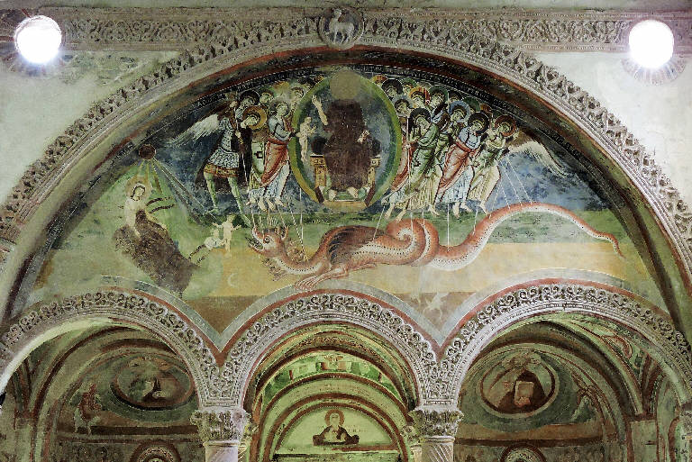 Decorazione pittorica dell'endonartece, Vittoria sul drago (dipinto) - ambito lombardo (secc. XI/ XII)