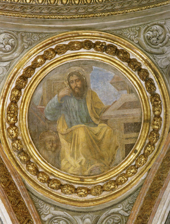 Decorazione plastico pittorica della cupola, San Marco con il leone (dipinto) (ultimo quarto sec. XV)