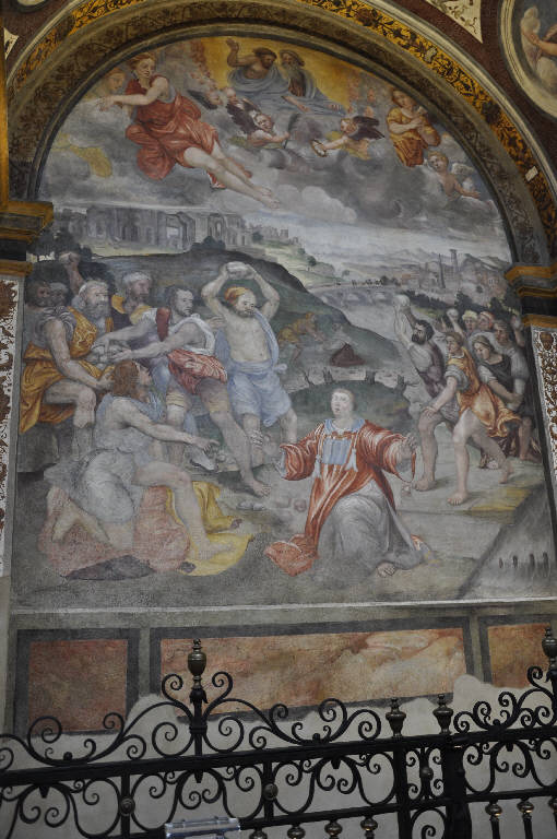 Lapidazione di Santo Stefano, disputa di Santo Stefano nel Sinedrio, Ritratto di Francesco Carreto (dipinto) - ambito milanese (metà sec. XVI)