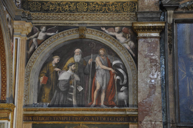 Alessandro Bentivoglio tra santo Stefano, san Benedetto e san Giovanni Battista (dipinto) di Luini, Bernardino (prima metà sec. XVI)