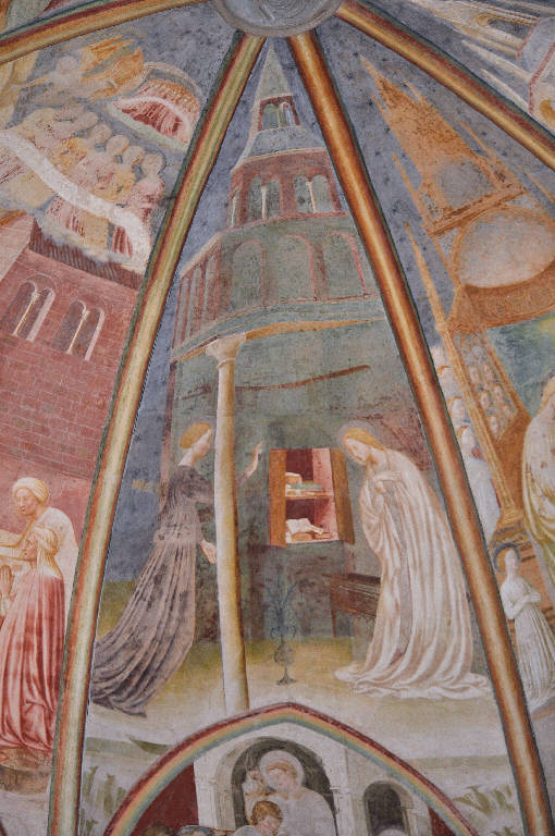 Annunciazione (dipinto) di Masolino da Panicale; Lorenzo di Pietro detto il Vecchietta (; attribuito) (secondo quarto sec. XV)