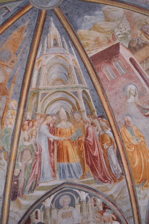 Sposalizio di Maria Vergine (dipinto) di Masolino da Panicale; Lorenzo di Pietro detto il Vecchietta (; attribuito) (secondo quarto sec. XV)