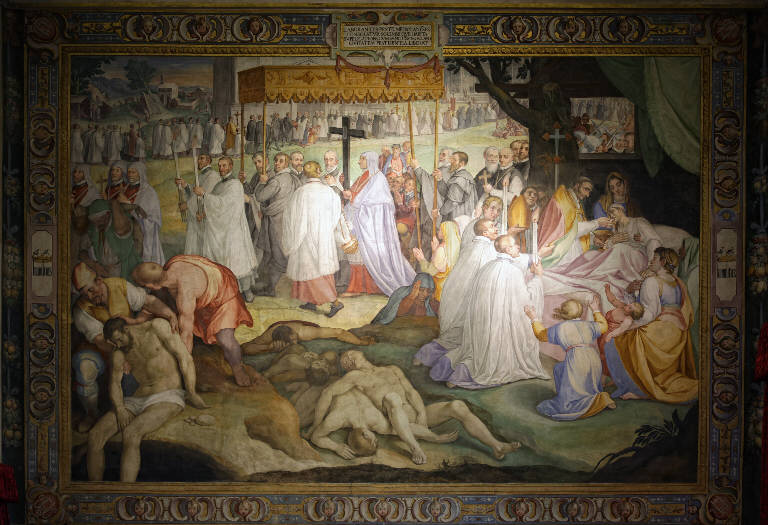 San Carlo Borromeo soccorre un appestato (dipinto) di Nebbia, Cesare (inizio sec. XVII)
