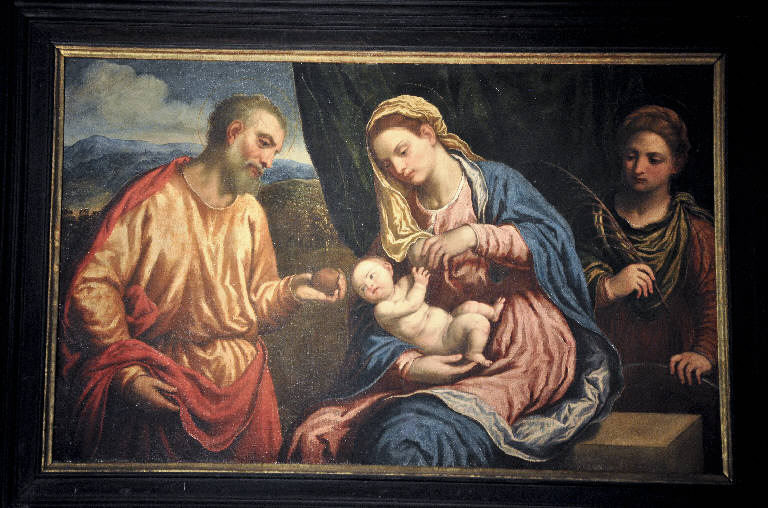 Sacra Famiglia e Santa Caterina d'Alessandria (dipinto) di Bordon, Paris (secondo quarto sec. XVI)