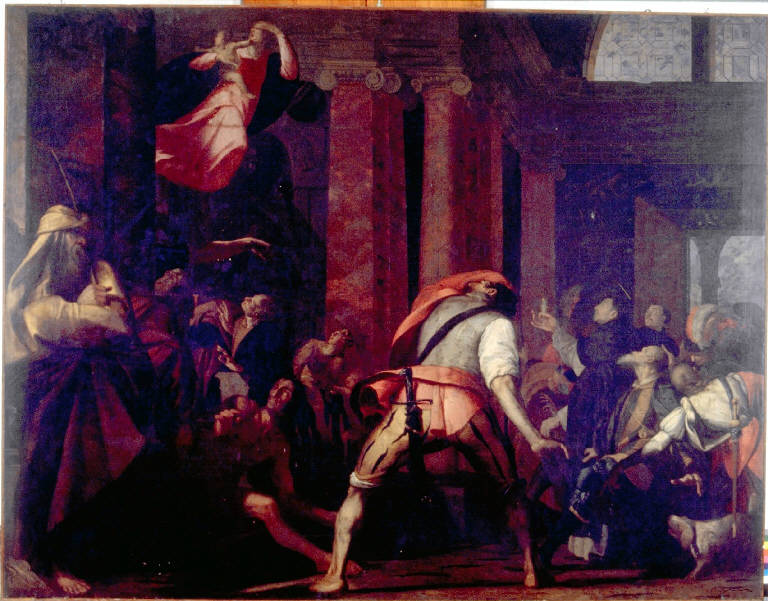 SAN PIETRO MARTIRE E IL MIRACOLO DELL'OSTIA CONSACRATA (dipinto) di Caresana Cristoforo (sec. XVII)