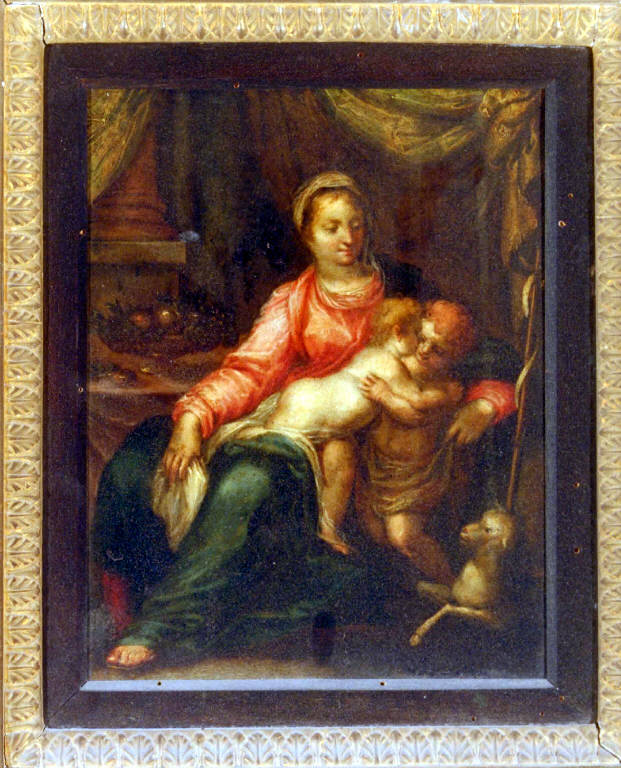 MADONNA CON BAMBINO E SAN GIOVANNINO (dipinto) - ambito lombardo (metà sec. XVII)