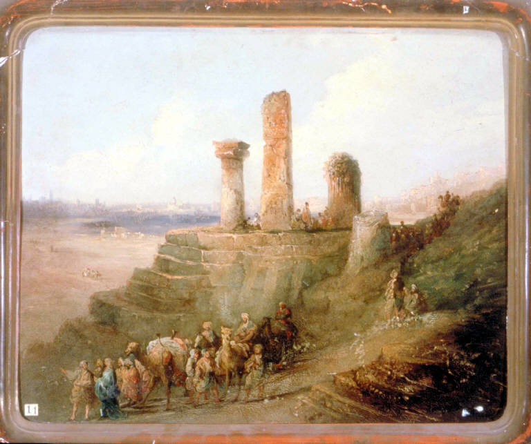 PAESAGGIO CON ROVINE (dipinto) di Villaanitas (sec. XIX)