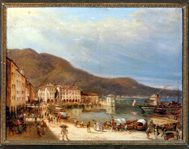Veduta del porto di Como (dipinto) - ambito lombardo (metà sec. XIX)
