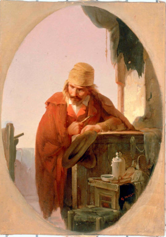 FIGURA MASCHLE DI POPOLANO (dipinto) di Mazza Giuseppe (sec. XIX)