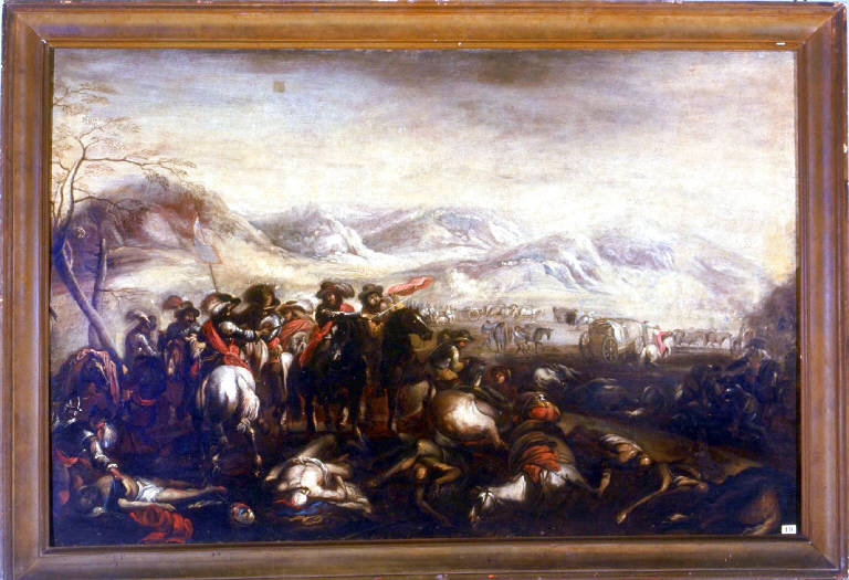 Dopo la battaglia, SCENA DI BATTAGLIA (dipinto) - ambito Italia settentrionale (fine/inizio secc. XVII/ XVIII)