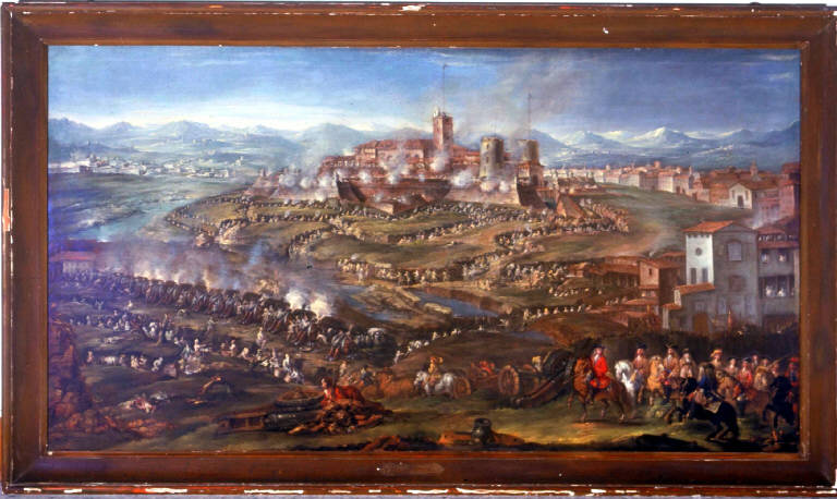 Assedio di Carlo Emanuele III al castello di Milano (dipinto) di Spolverini Ilario (attr.) (sec. XVIII)