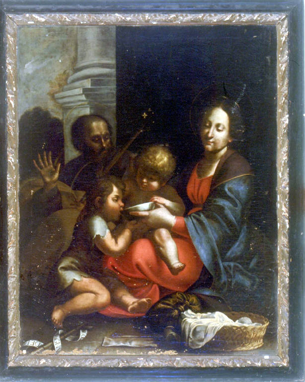 SACRA FAMIGLIA CON SAN GIOVANNINO (dipinto) - ambito lombardo (inizio sec. XVII)