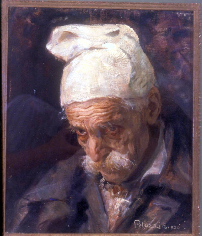 Il vecchio, RITRATTO MASCHILE DI VECCHIO (dipinto) di Peluzzi Eso (sec. XX)