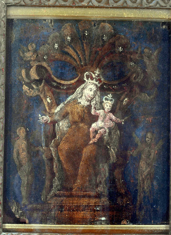 MADONNA DEL ROSARIO TRA ANGELI (dipinto) - ambito lombardo (sec. XVIII)