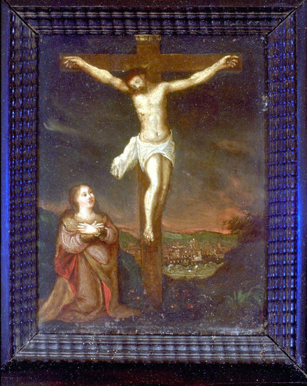 CRISTO CROCIFISSO CON SANTA MARIA MADDALENA (dipinto) - ambito lombardo (sec. XIX)