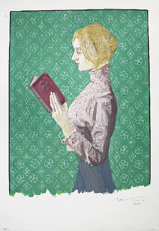 La lettrice, Figura femminile che legge (dipinto) di Parisi, Domenico detto Ico Parisi (seconda metà sec. XX)
