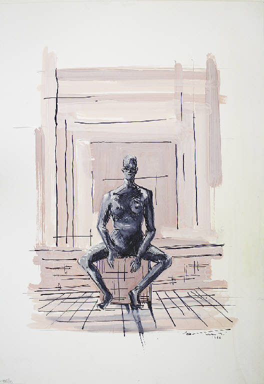 Uomo seduto, Figura maschile seduta (dipinto) di Parisi, Domenico detto Ico Parisi (seconda metà sec. XX)
