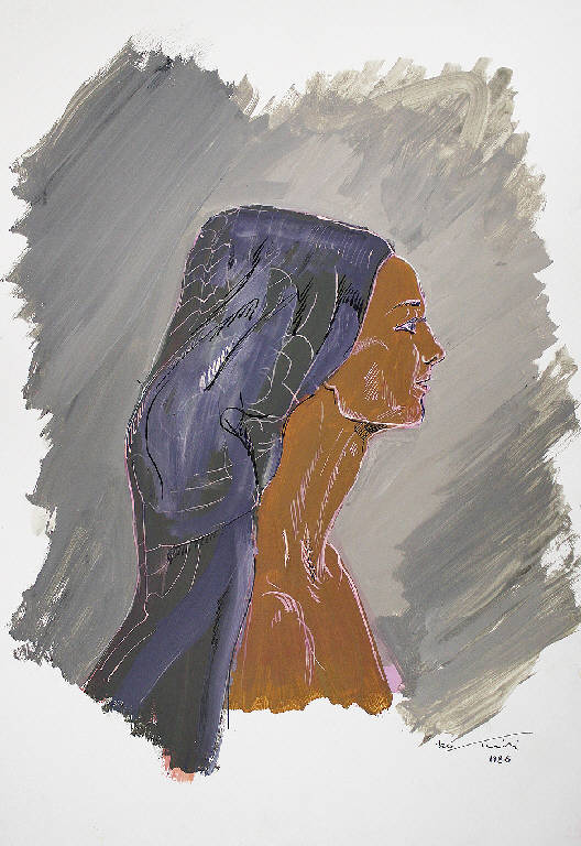 Donna con foulard, Ritratto di donna (dipinto) di Parisi, Domenico detto Ico Parisi (seconda metà sec. XX)
