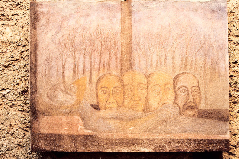 Cristo deposto e compianto (dipinto murale) di Ceresa, Pier (seconda metà sec. XX)