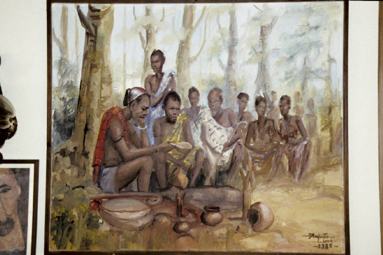 Rito di tribù indigena (dipinto murale) di Lima, Amissao (seconda metà sec. XX)