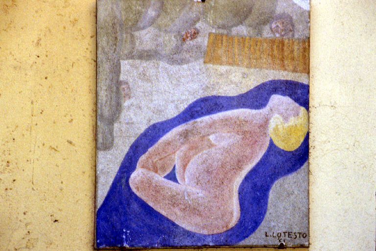 Figura femminile nuda - Susanna ed i vecchioni (dipinto murale) di Lo Testo, Luigi (seconda metà sec. XX)