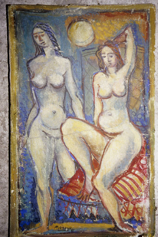 Due figure femminili nude (dipinto murale) di Monaco, Luca (seconda metà sec. XX)