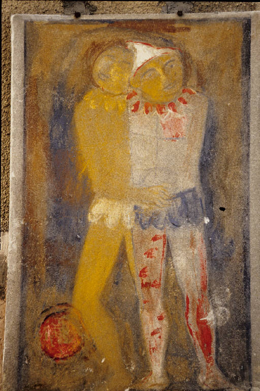 Due clowns (dipinto murale) di Trapani, Riccardo (seconda metà sec. XX)