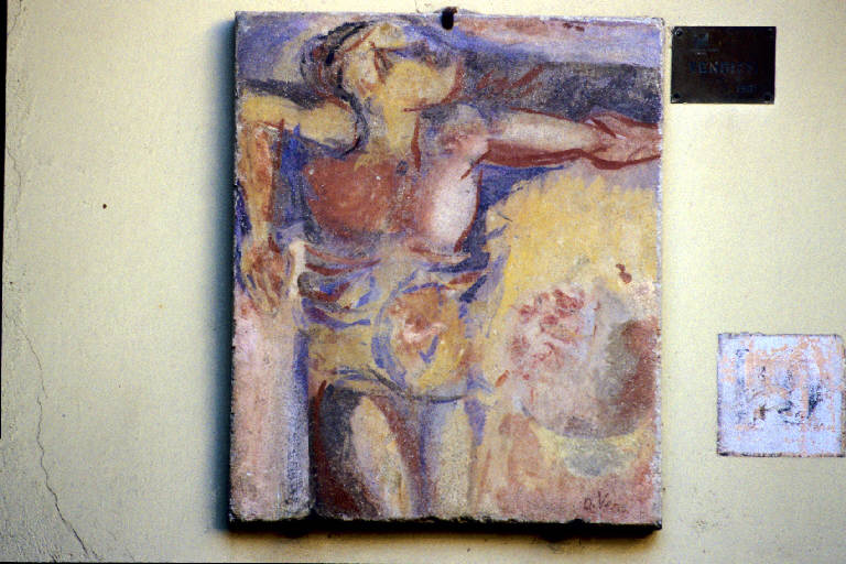 Crocifisso (dipinto murale) di Venditti, Alberto (seconda metà sec. XX)