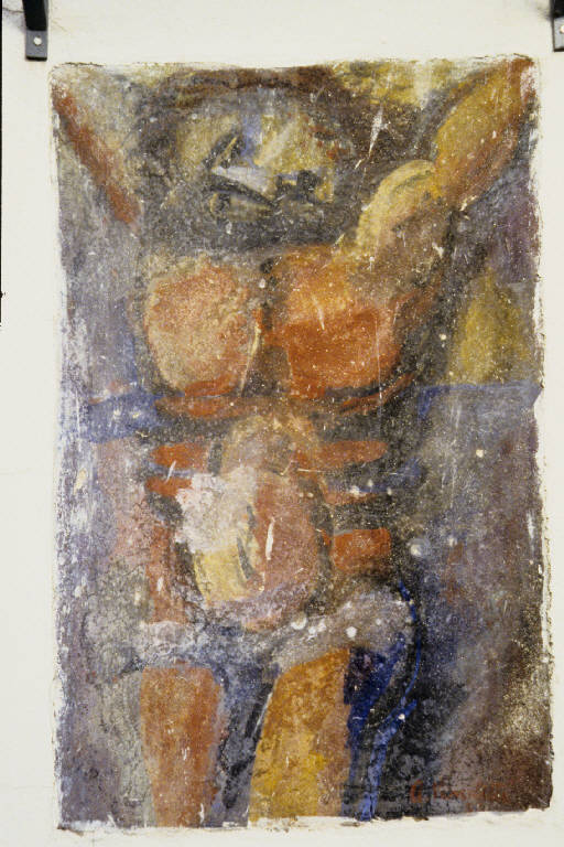 Crocifisso (dipinto murale) di Venditti, Alberto (seconda metà sec. XX)