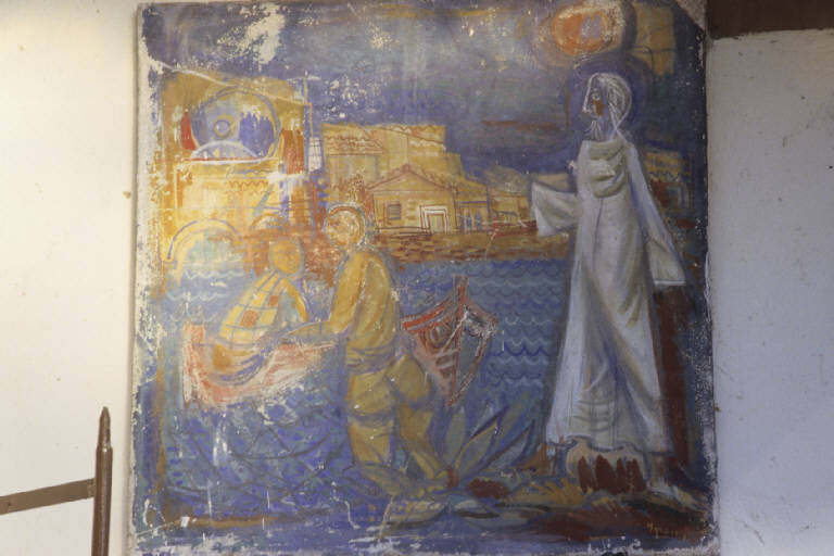 La pesca miracolosa (dipinto murale) di Monaco, Luca (seconda metà sec. XX)