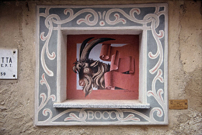 Bocc (testa di caprone), Animale (dipinto murale) di Galbiati Barbara (ultimo quarto sec. XX)