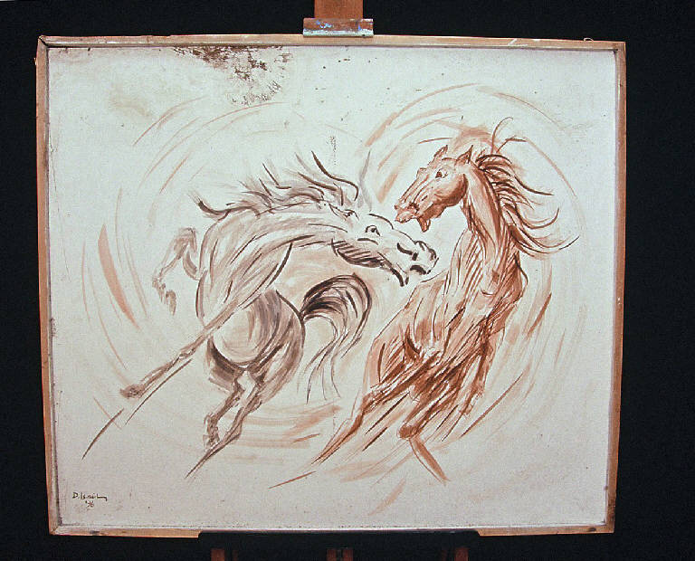 Cavalli in movimento, Cavallo (dipinto murale) di Daoud Ismail (ultimo quarto sec. XX)