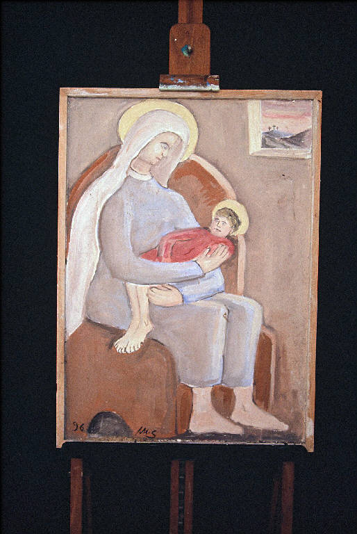 Madonna con bambino, Madonna con bambino (dipinto murale) di Spadari Giuseppe (ultimo quarto sec. XX)
