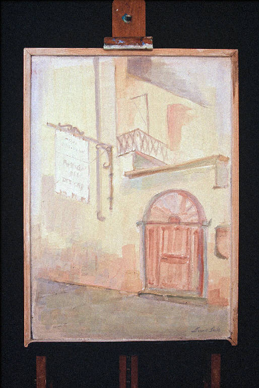Paesaggio, Paesaggio con architetture (dipinto murale) di Sala Fermo (ultimo quarto sec. XX)