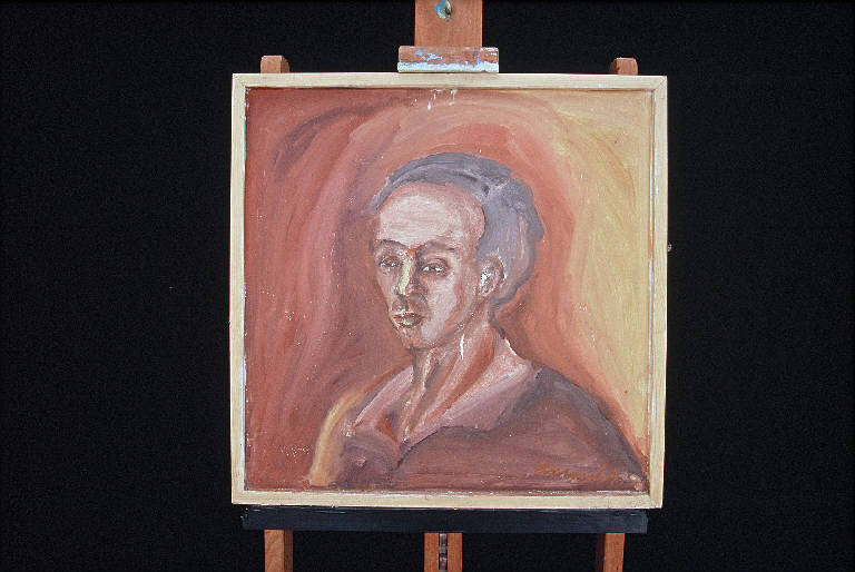 Autoritratto, Figura maschile (dipinto murale) di Benedetti Renzo (ultimo quarto sec. XX)