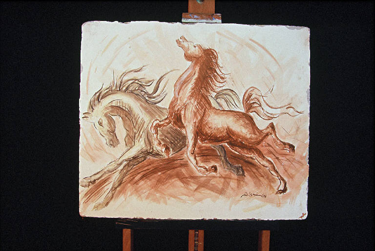 Cavalli, Cavalli (dipinto murale) di Daoud Ismail (ultimo quarto sec. XX)