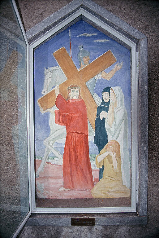 Incontro con le pie donne, Cristo consola le pie donne (via crucis) di Montanari Giuseppe (terzo quarto sec. XX)