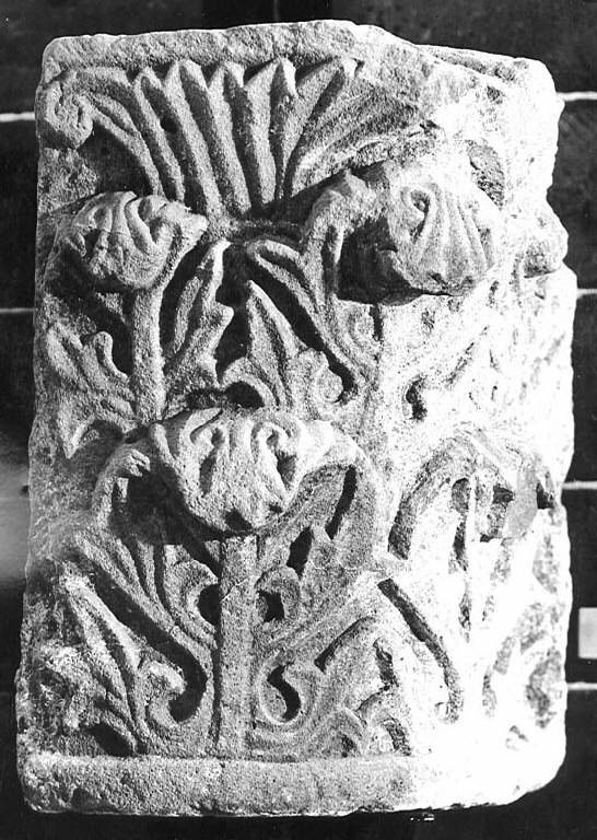 Motivi decorativi vegetali stilizzati (capitello lavorato) - ambito lombardo pavese (sec. XII)