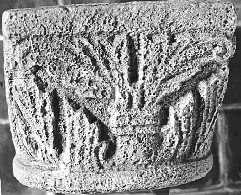 Motivi decorativi vegetali stilizzati (capitello di semicolonna) - ambito pavese (sec. XII)